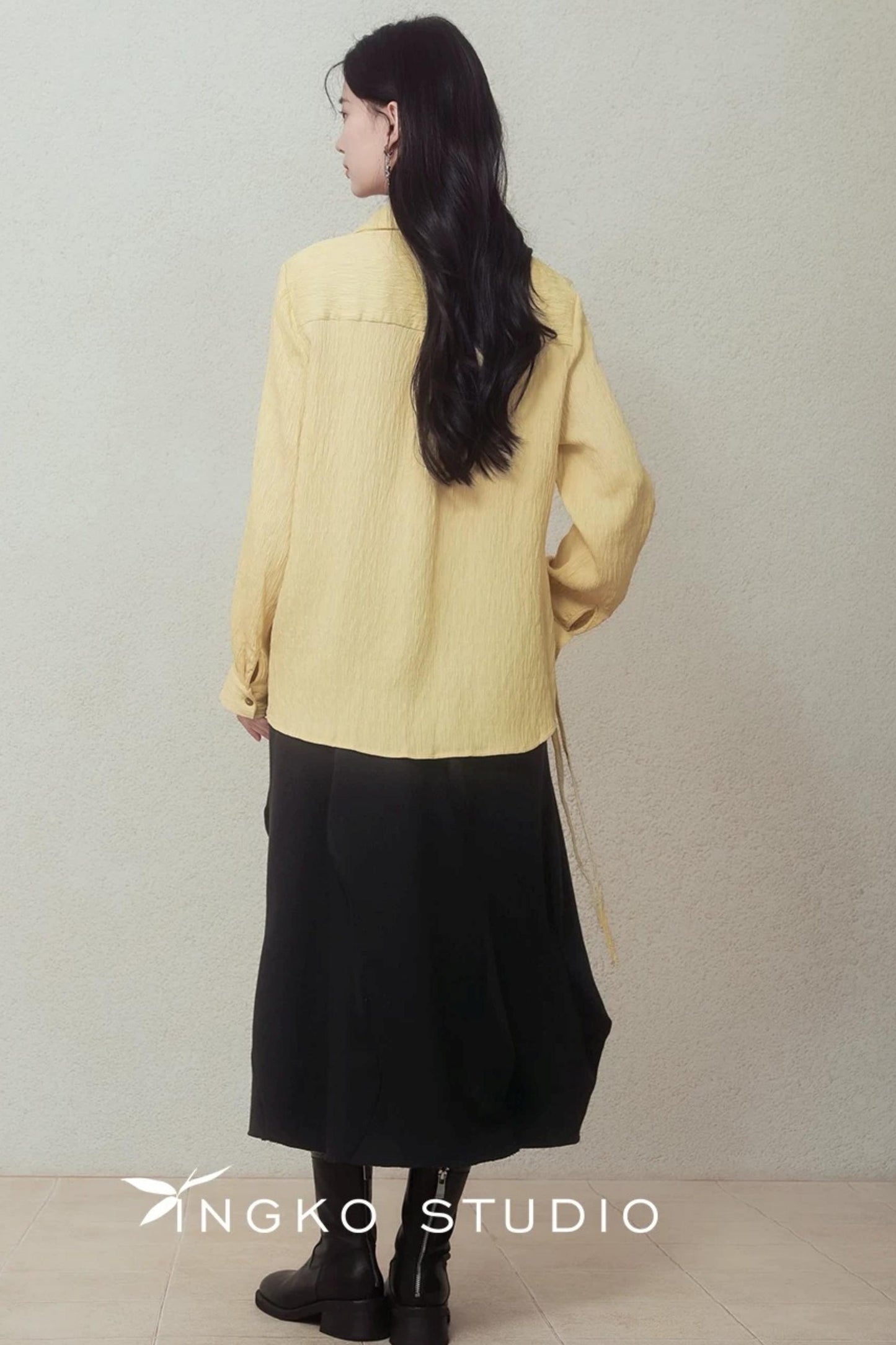 Pale Yellow Stone Button Shirt