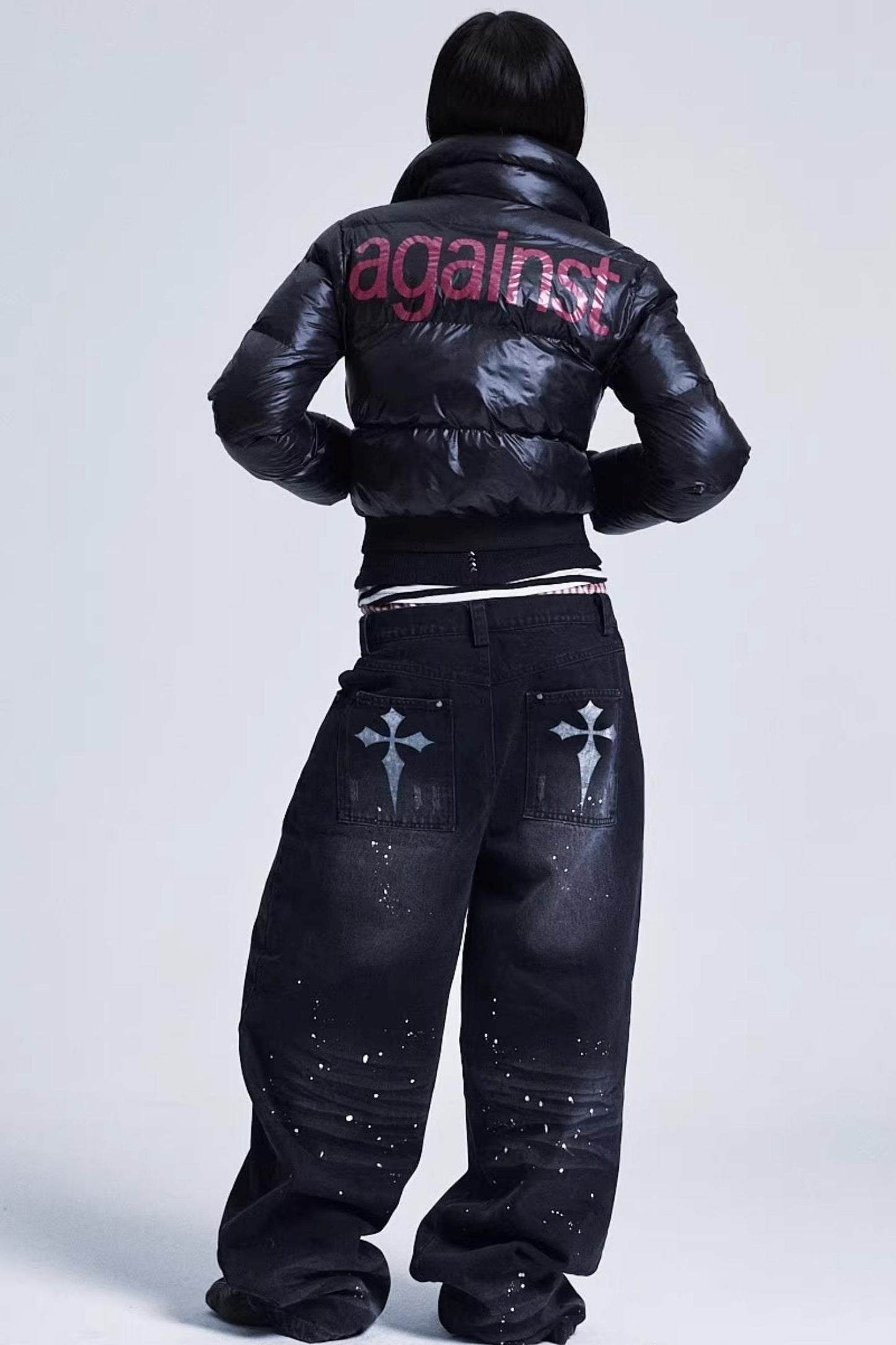 Distressed Ink Wash Baggy Pants