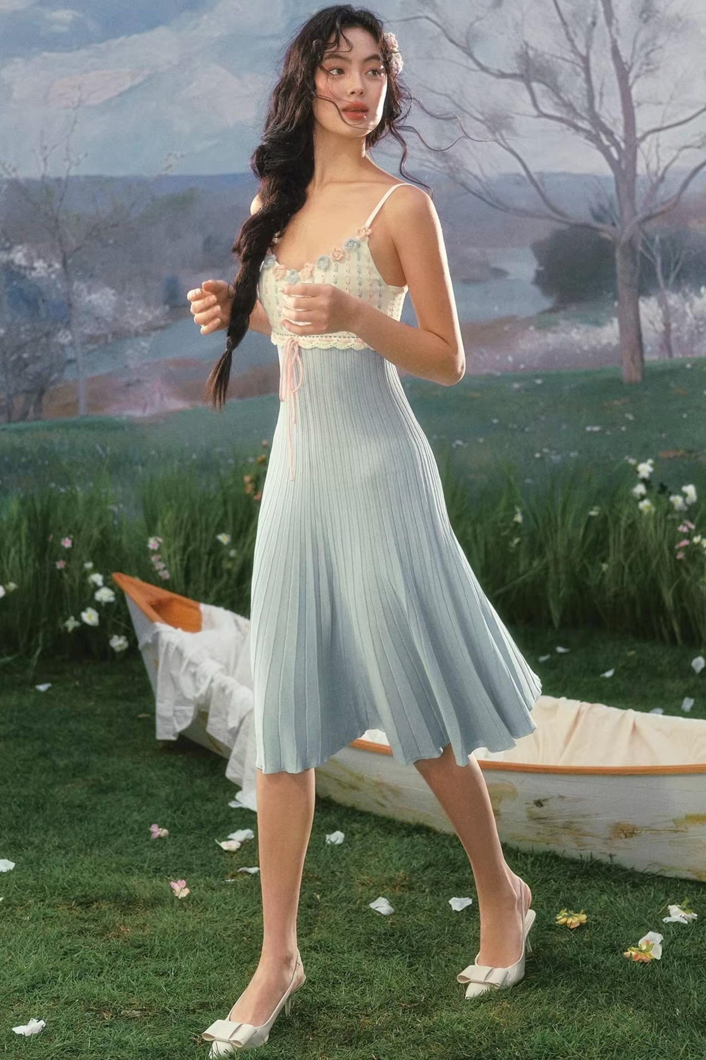 French Country Rose Knit Dress Set-Up