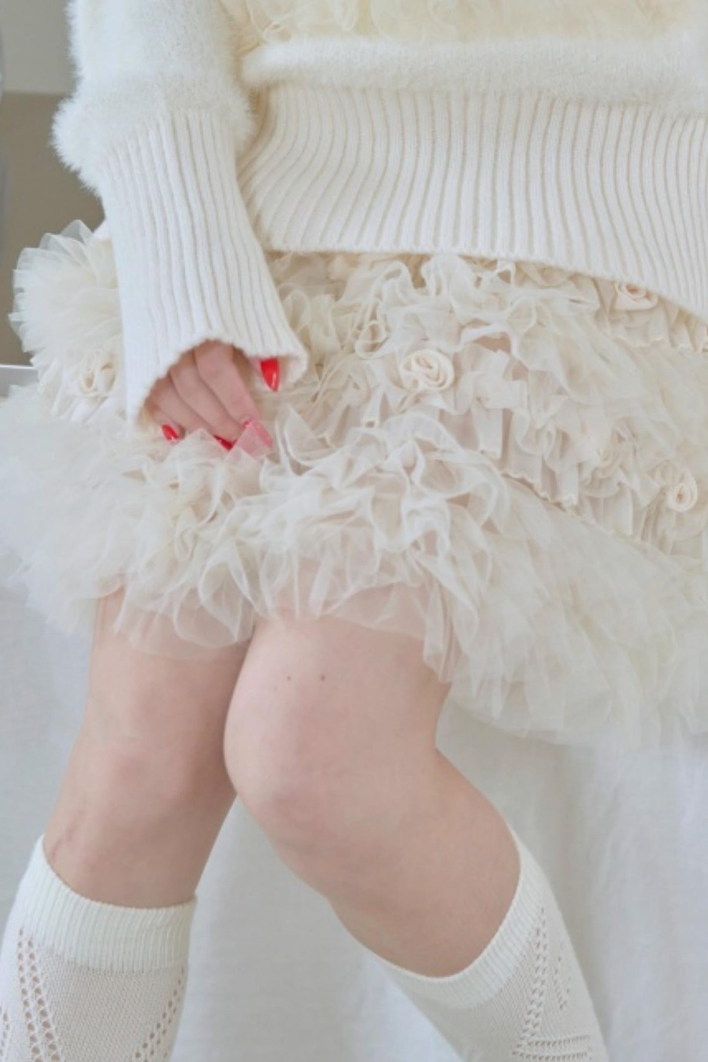 Beige Rose Layered Skirt