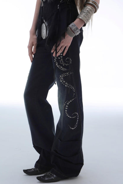 Vintage Straight Bootcut Distressed Jeans