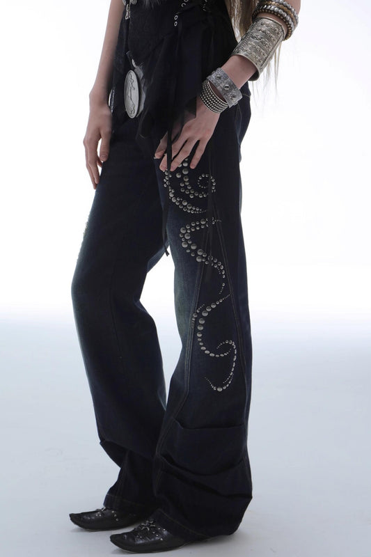 Vintage Straight Bootcut Distressed Jeans