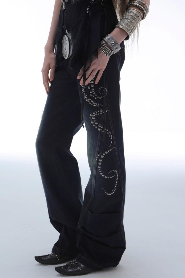 Vintage Straight Bootcut Distressed Jeans