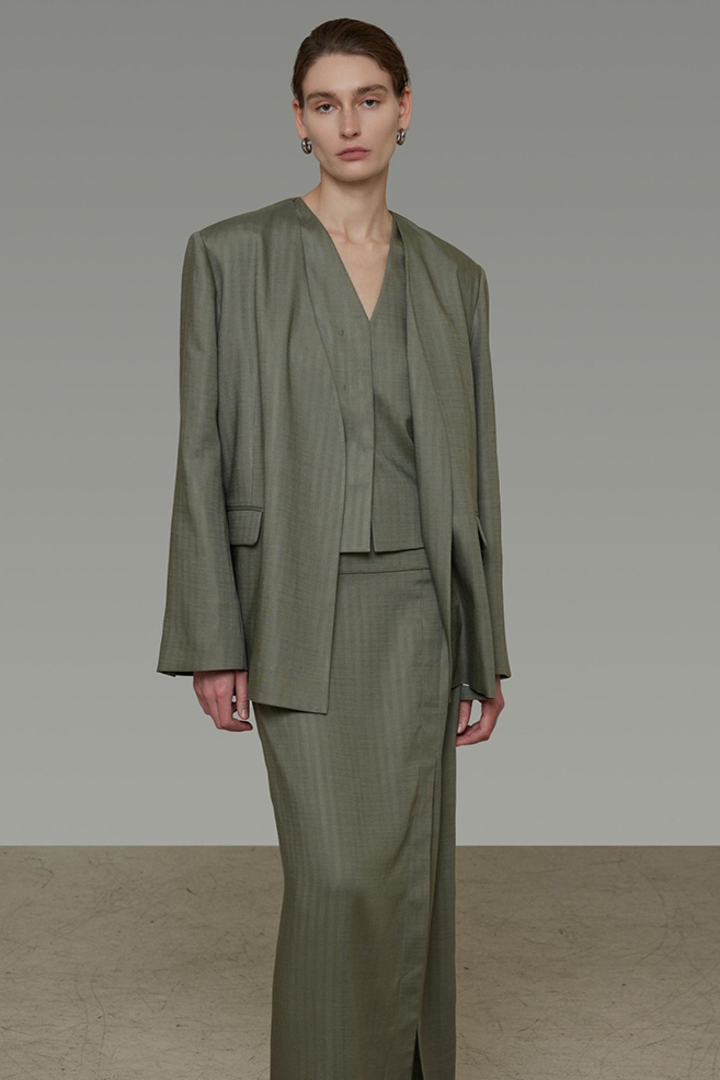 Autumn Draped Loose Vest Skirt Set-Up