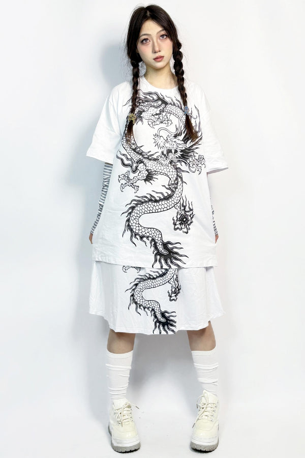 White Dragon Cotton T-Shirt Set-Up