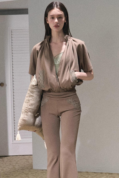 Casual Lace Top & Pants Set-Up