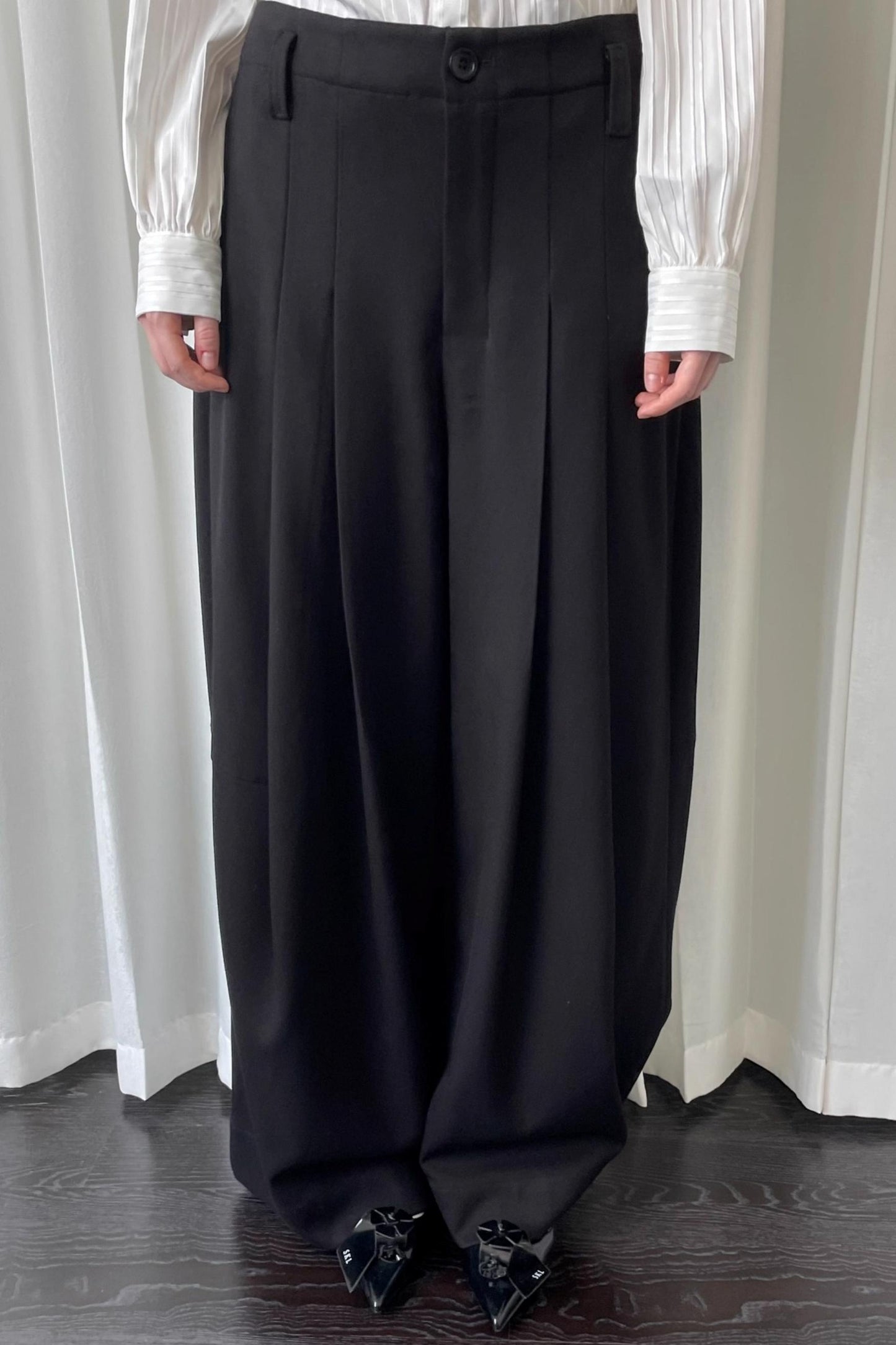 Black Pleated Suit Pants