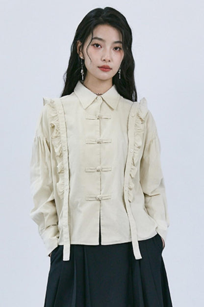 Corduroy Lace Design Shirt