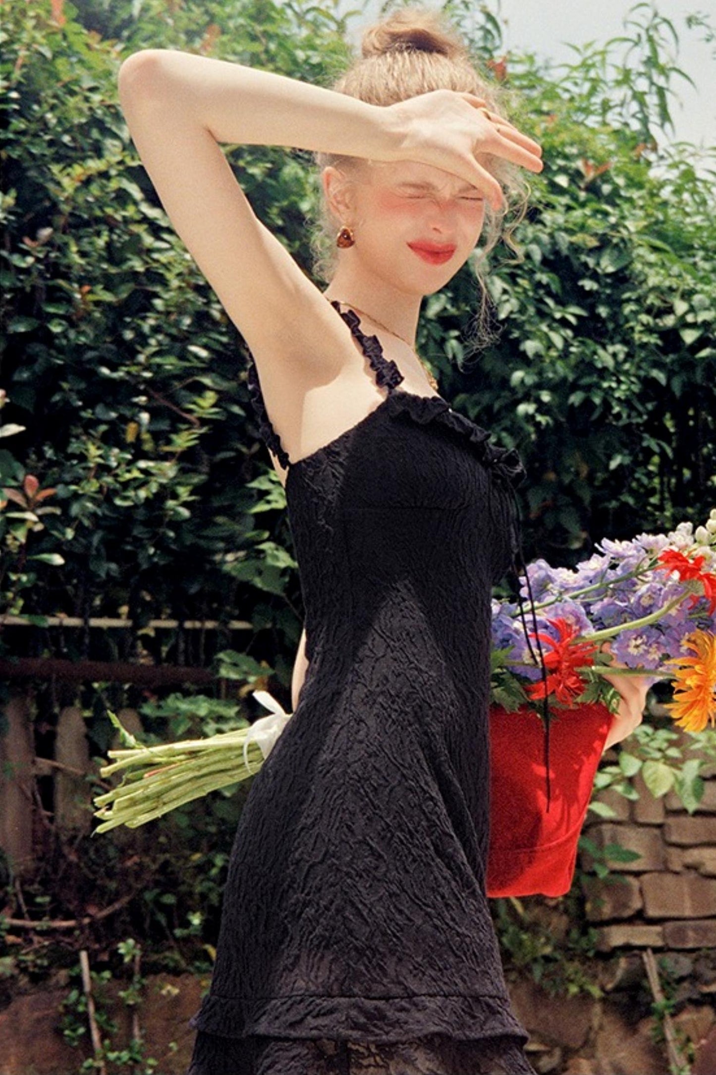 Ruffled Lace A-line Slip Dress