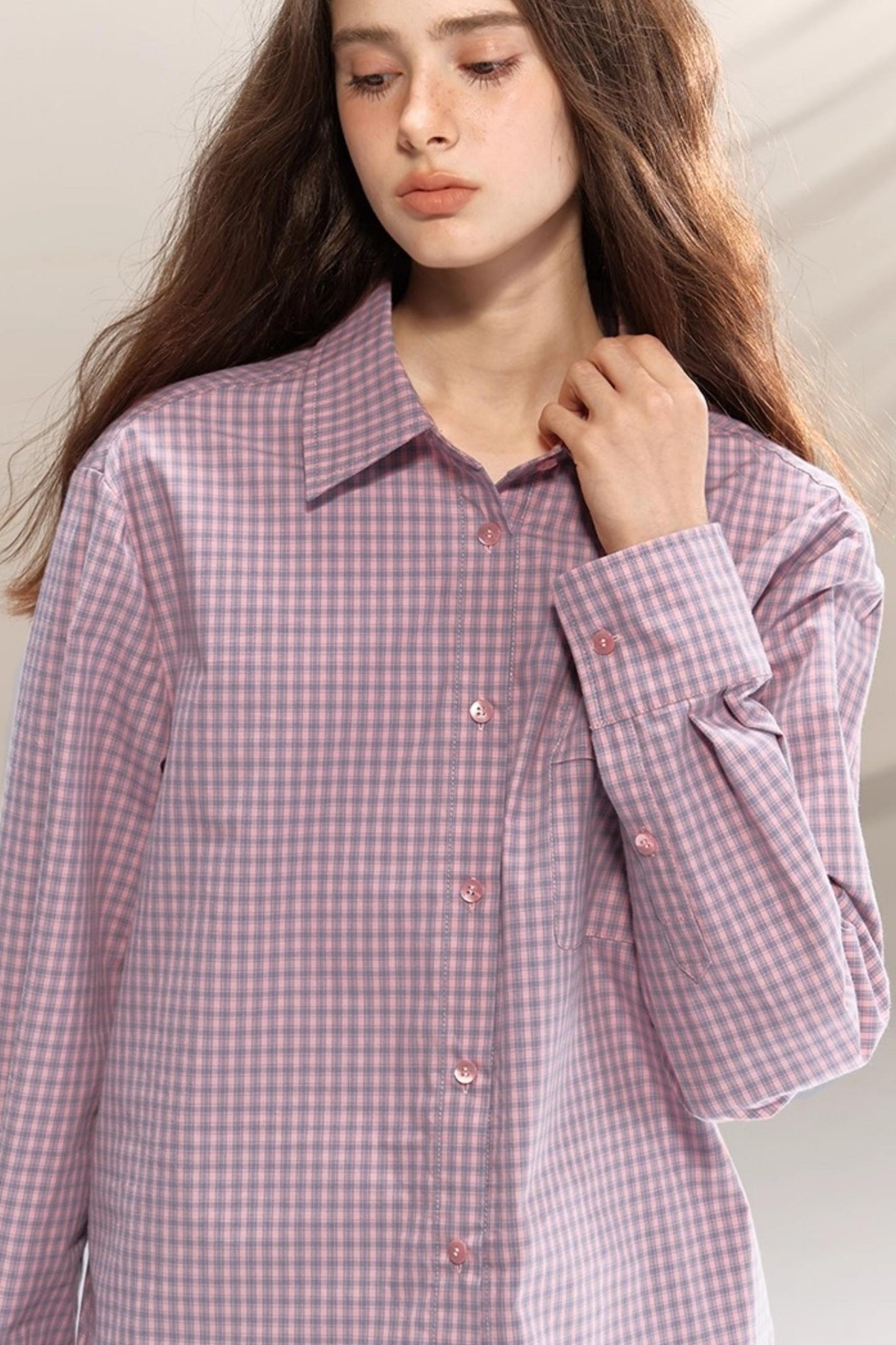 Bella Island Checkered Cotton Pocket Shirt