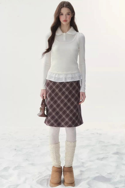 Faux Two-Piece Knitted T-Shirt