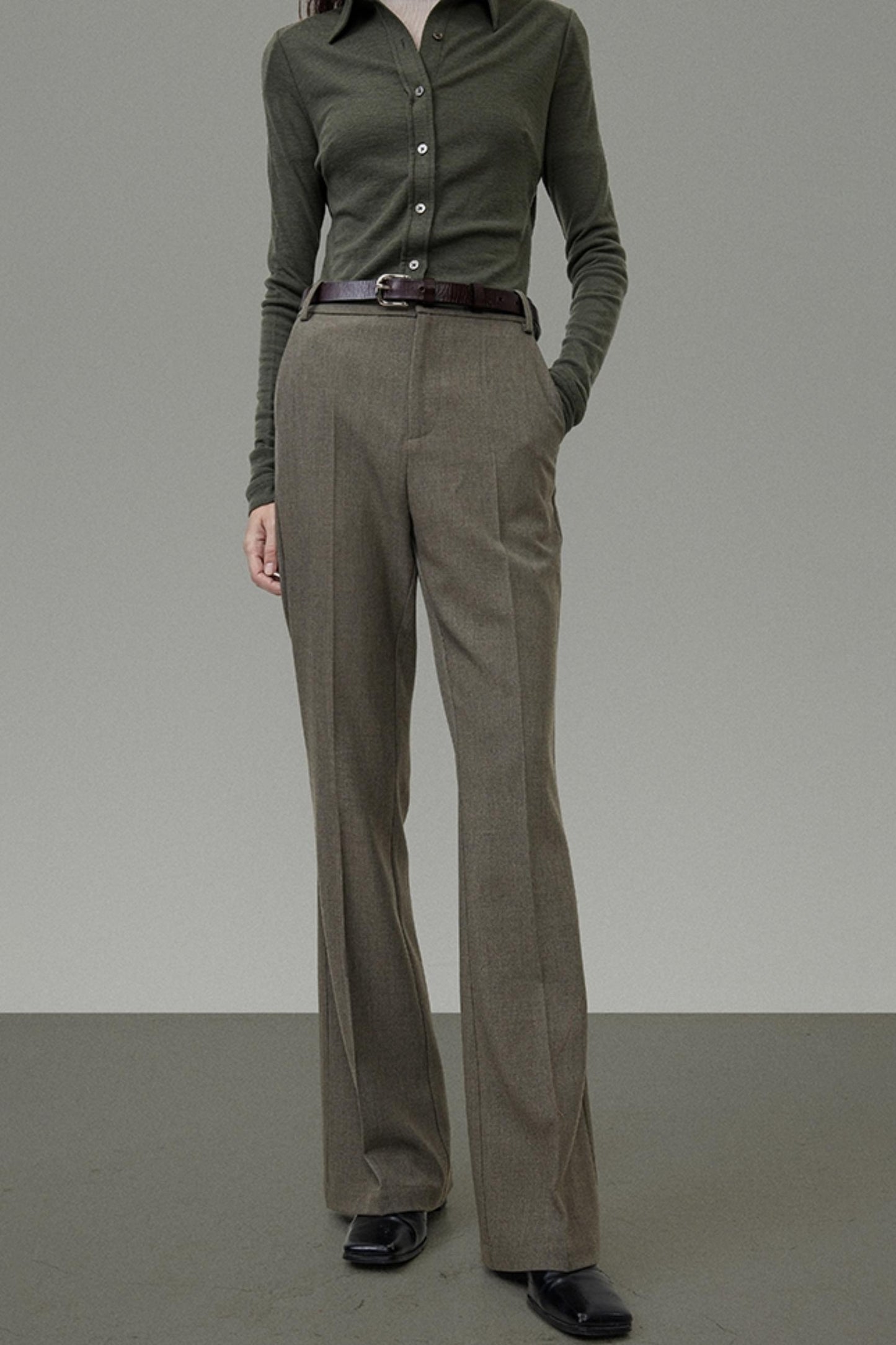 High-Waist Bootcut Suit Pants