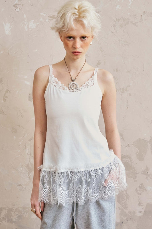 Bequeme Passform Spitzenpaneel-Oberteil 