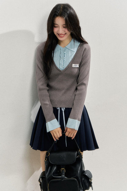 Autumn Knitted Polo Top