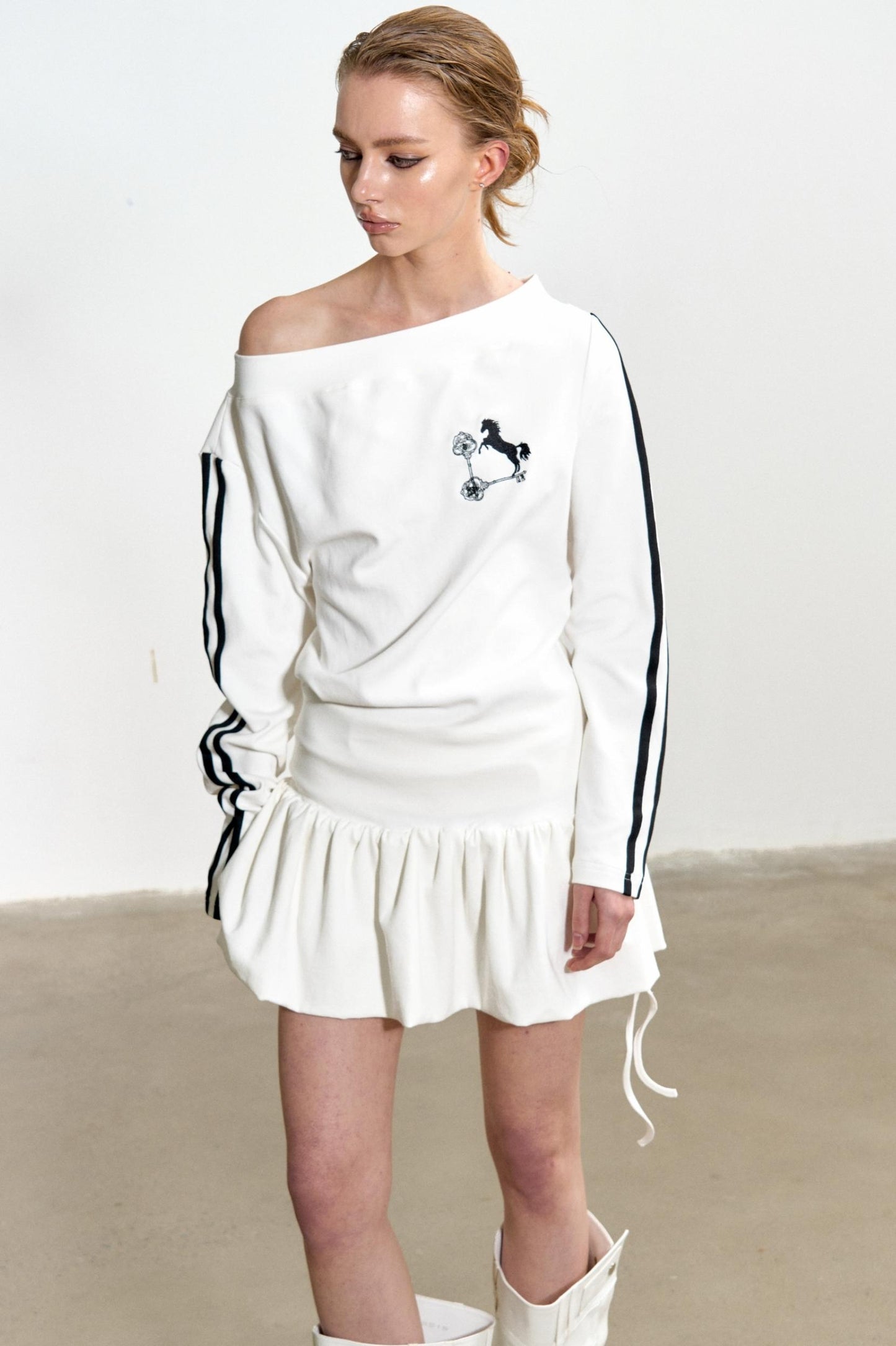 Slouchy Pleated T-Shirt Dress