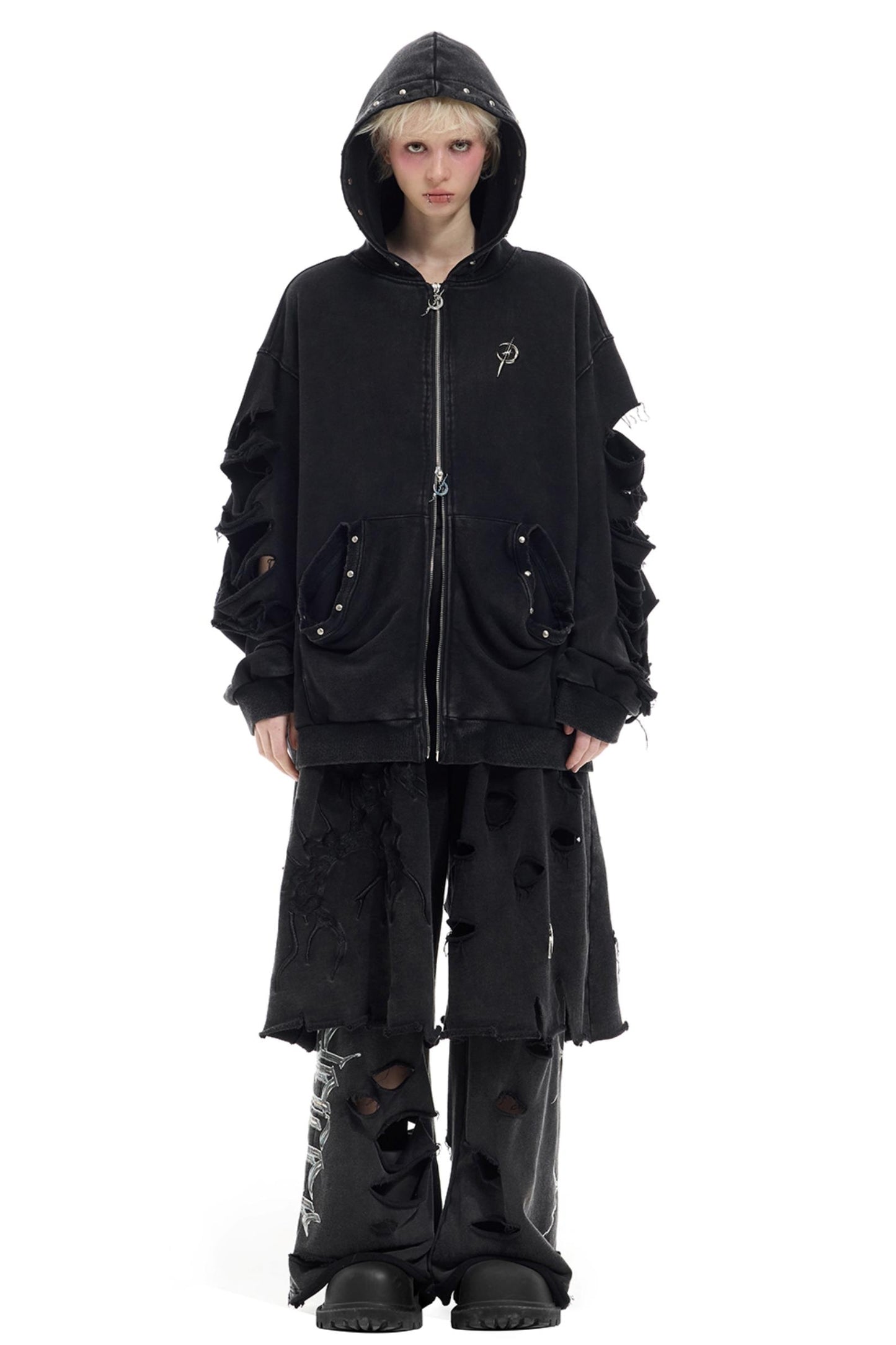 Studded Hooded Cardigan