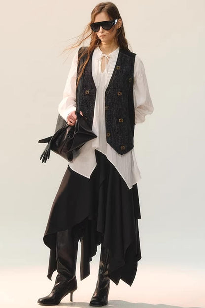 White Fluff Pleated Shirt