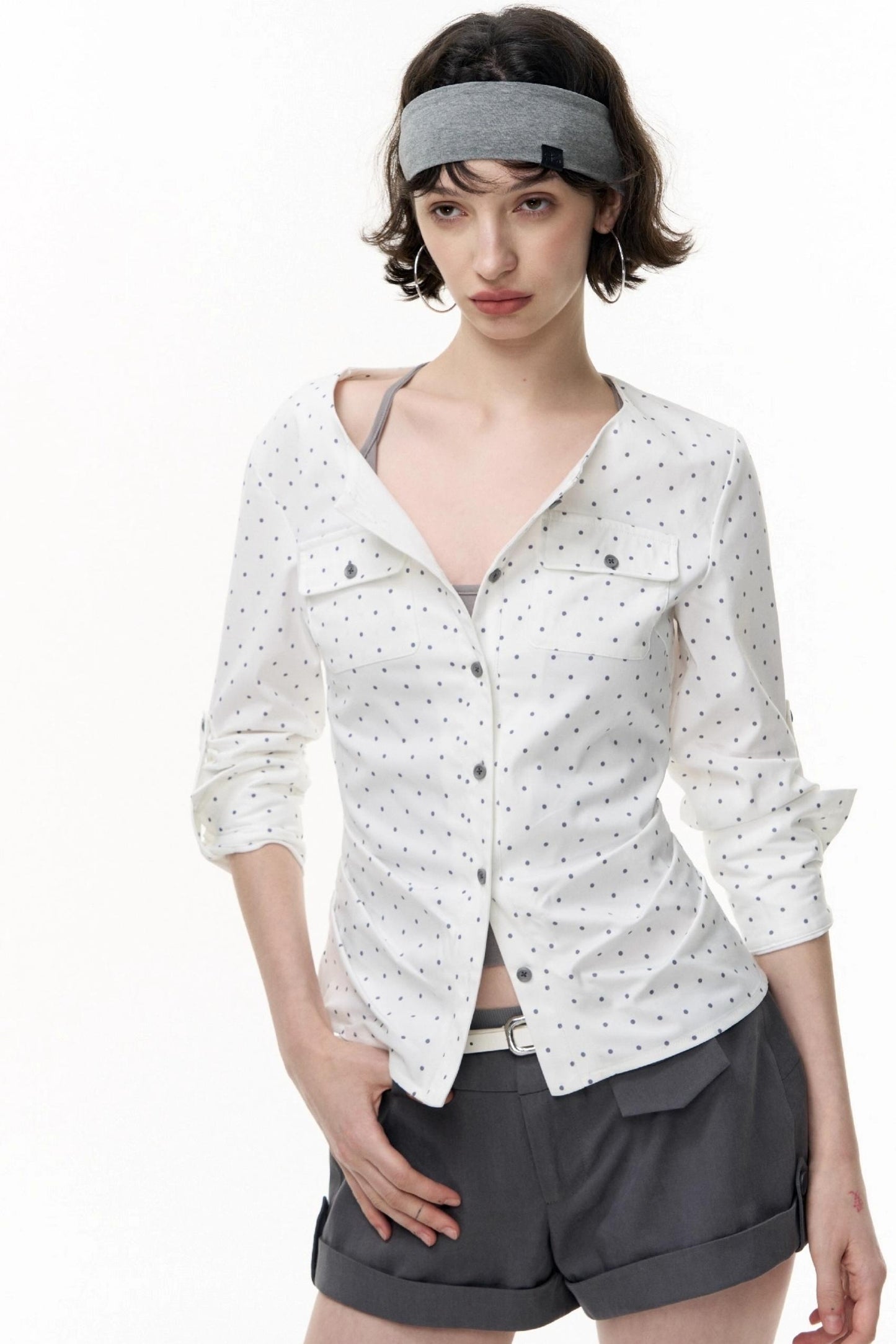Retro Polka Dot Long Sleeve Shirt