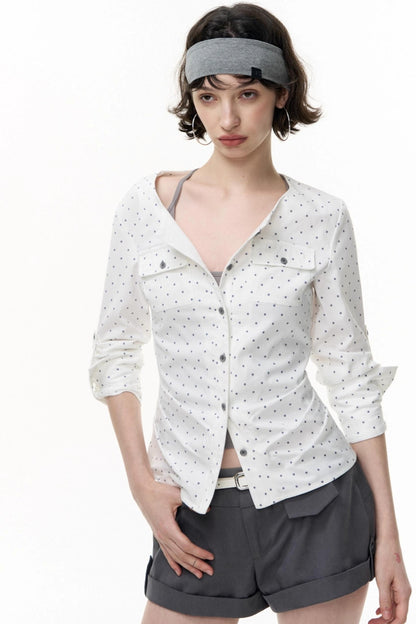 Retro Polka Dot Long Sleeve Shirt