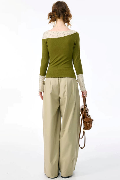 Pantalon abricot lacté à nœud