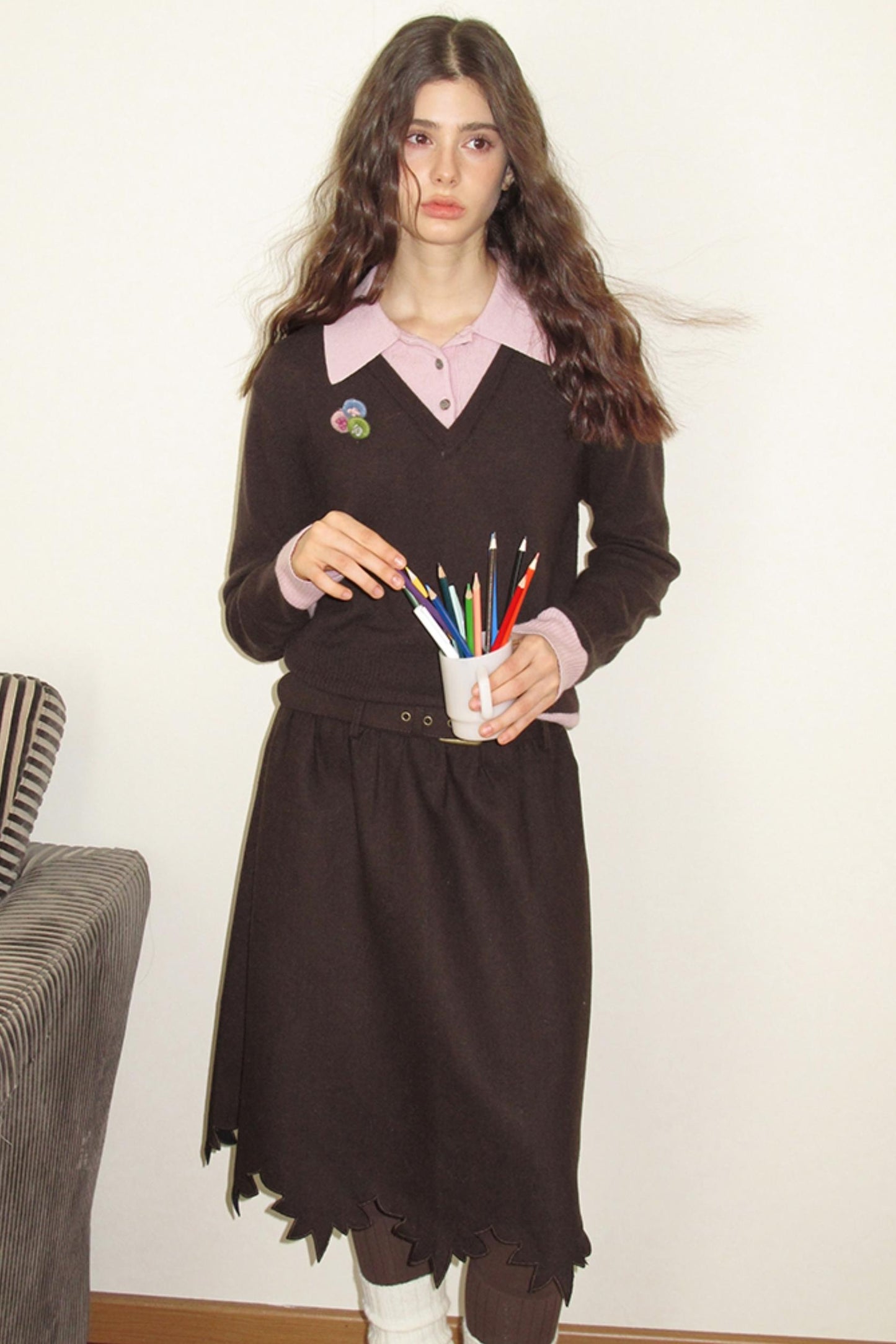 Sakura Brown Wool Top