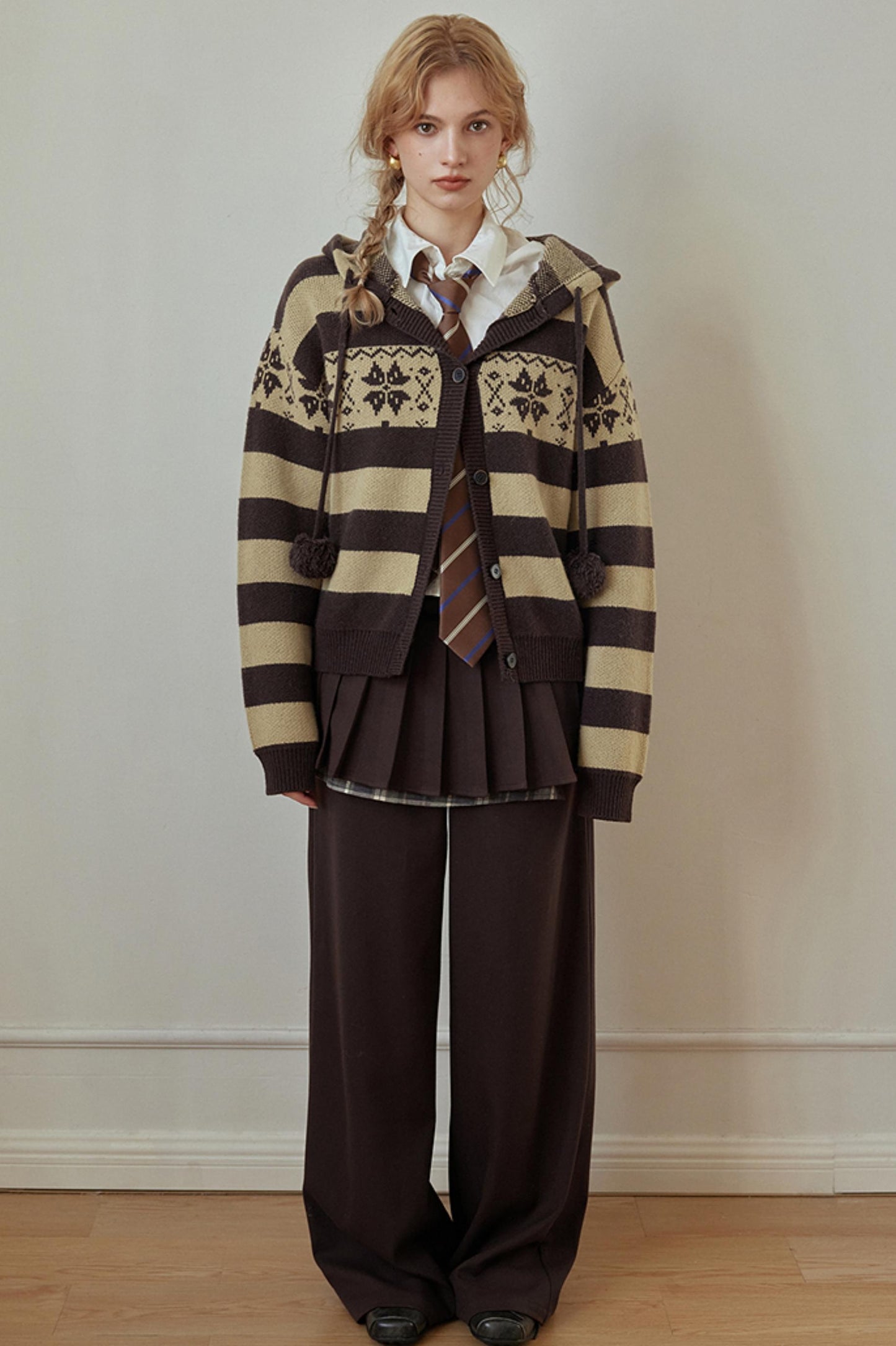 American Retro Fair Isle Wool Cardigan