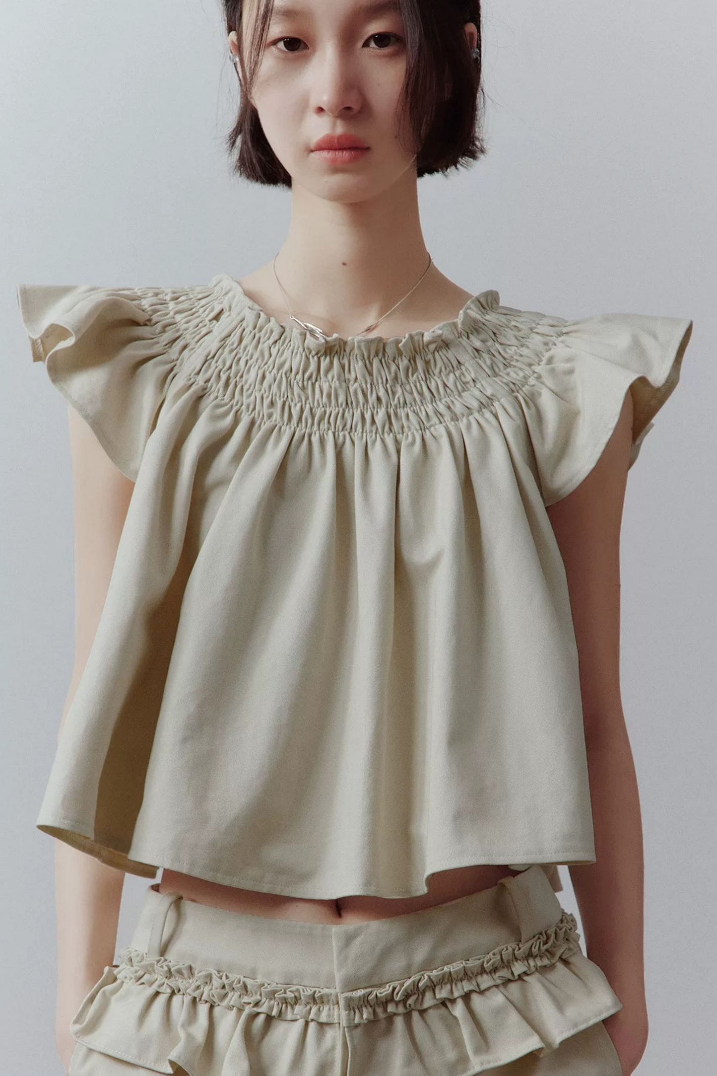 Apricot Gray Babydoll Top