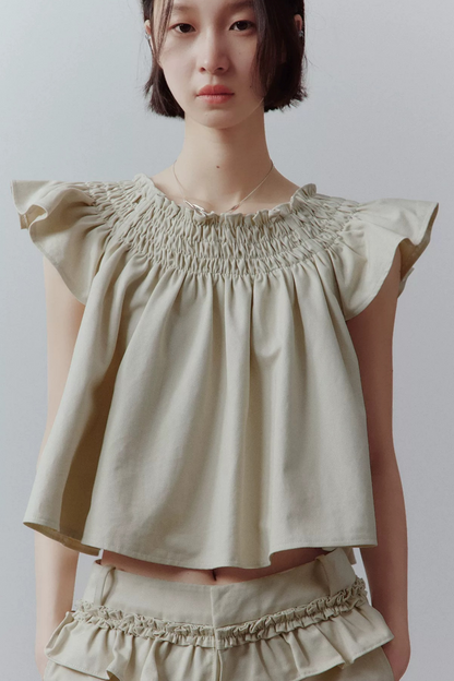 Apricot Gray Babydoll Top
