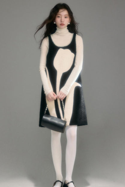 Little Tulip Flower Woolen Vest Dress