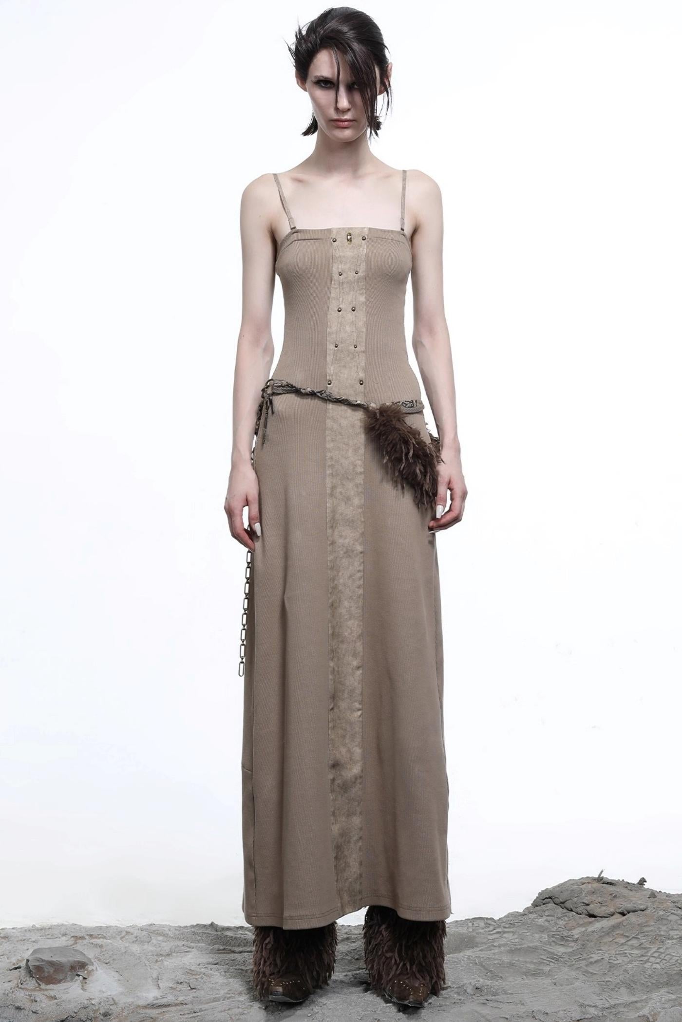 Patchwork Slim Slip Dress