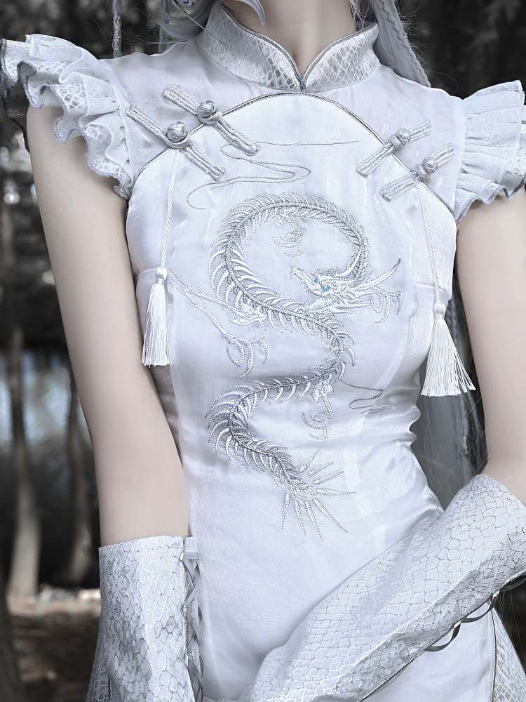 Silver Dragon Embroidery China Dress