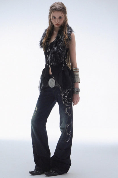 Vintage Straight Bootcut Distressed Jeans