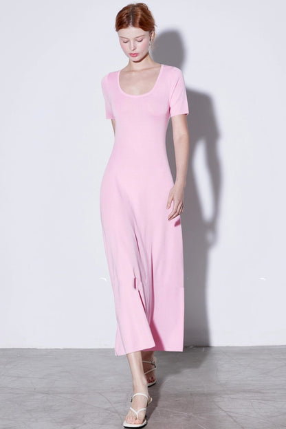 Silk U-neck Knit Dress