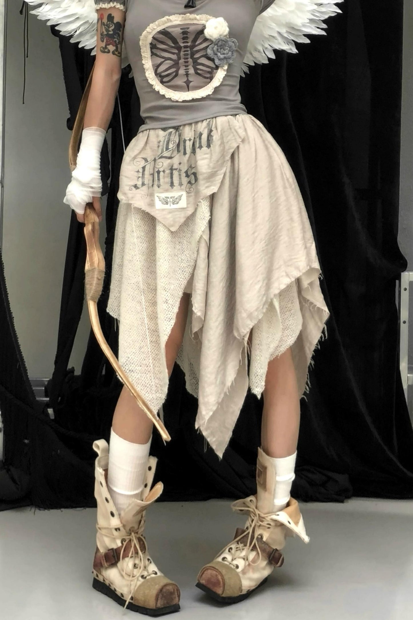 Irregular Splicing Print Skirt