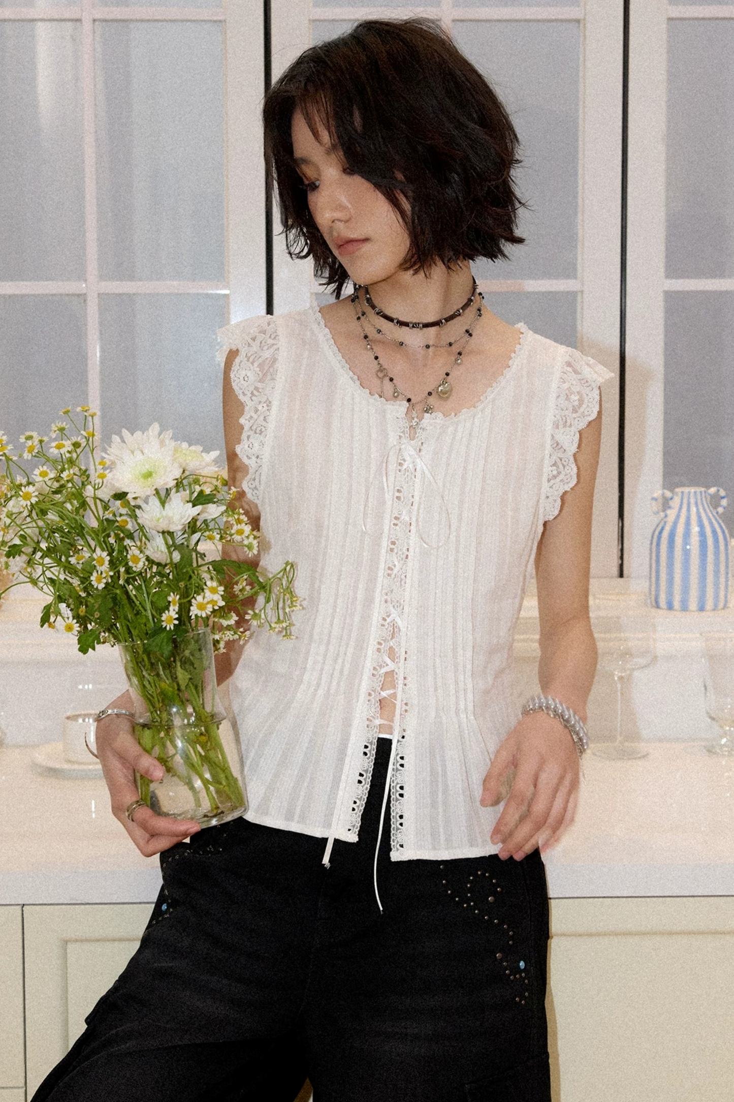 Starlight Lace Flutter Blouse