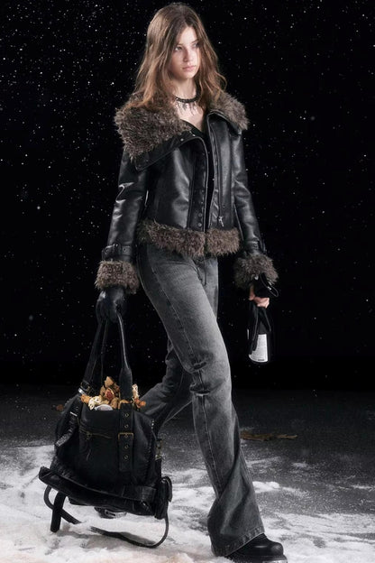 Versatile Vintage Leather Pleated Pants