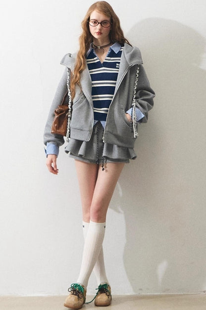 Knitted Sweatshirt Skirt Set-Up