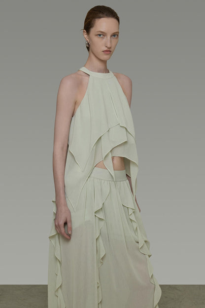 Flutter Belt Midi Skirt