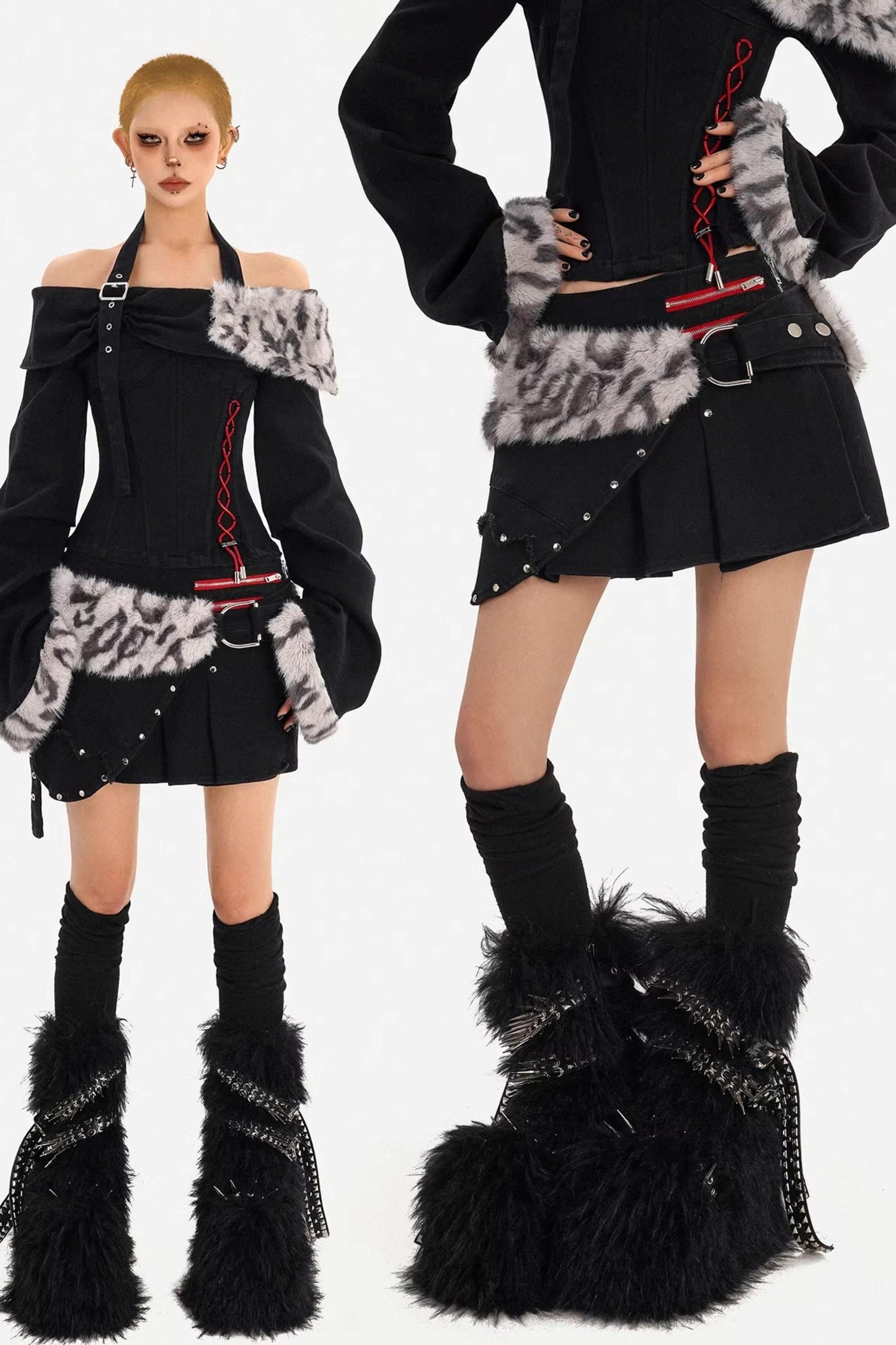 Jeansrock mit Leopardenmuster
