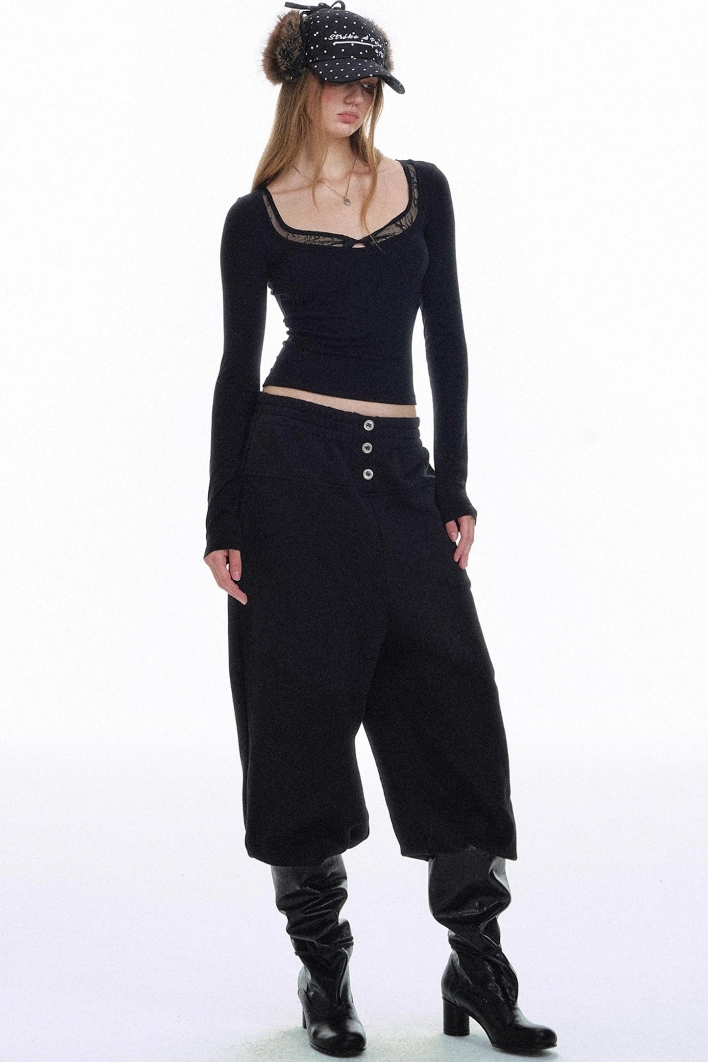 Solid Color Low-Rise Sweatpants