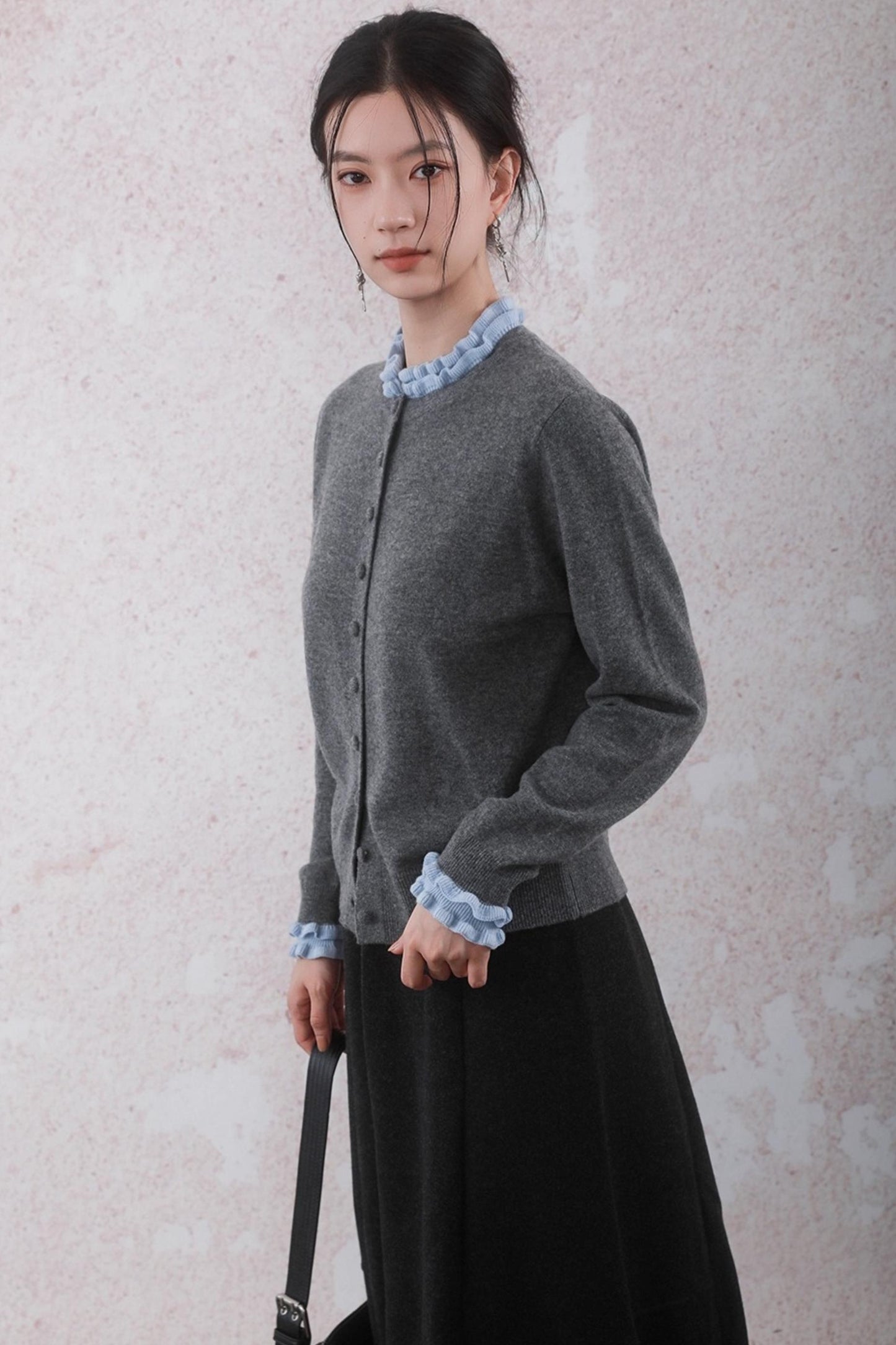 Patchwork Ruffled Cardigan