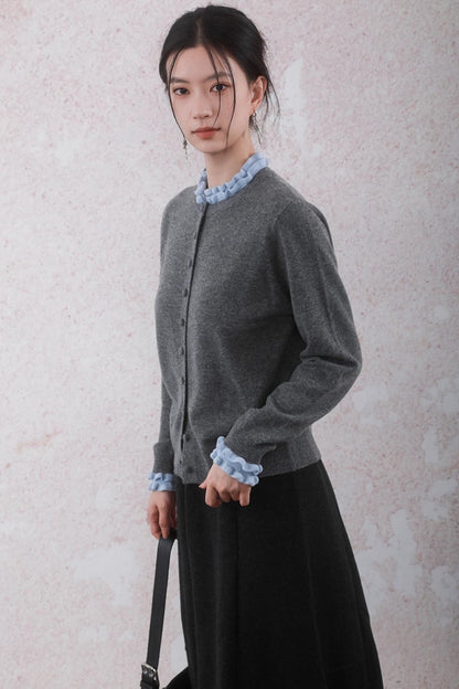 Patchwork Ruffled Cardigan