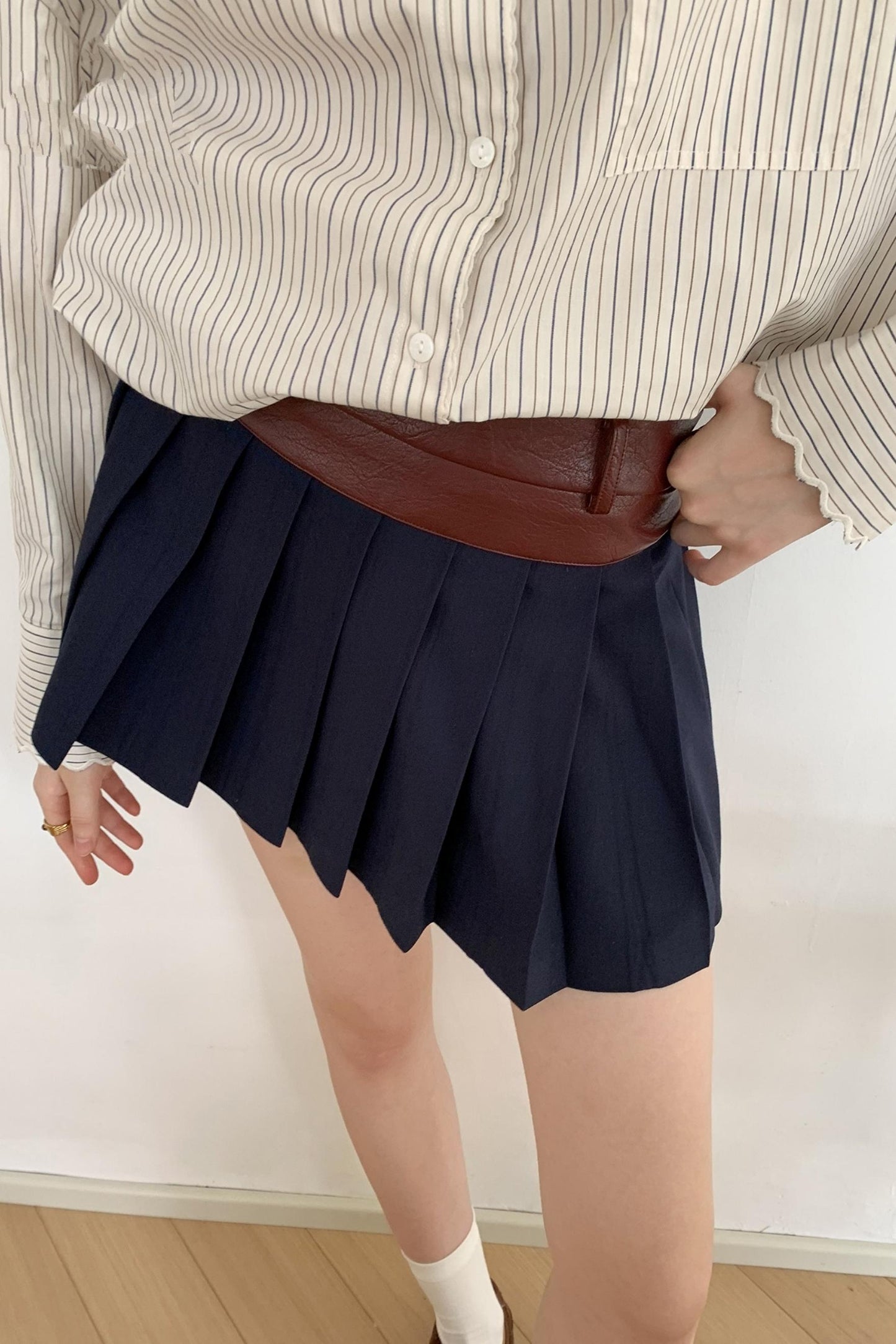 Double Waist Pleated Skirt