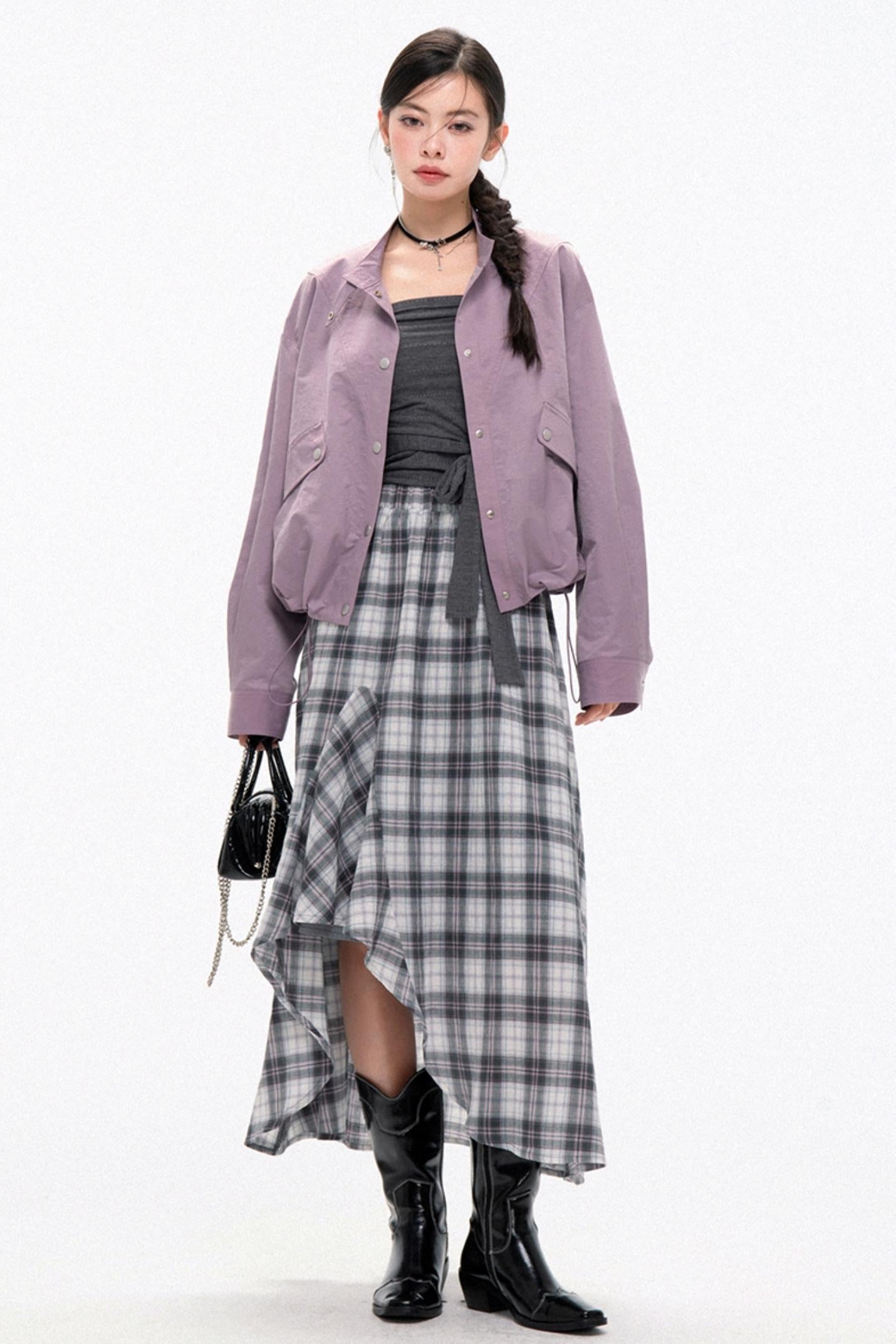 Ash Pink Plaid Large Skirt