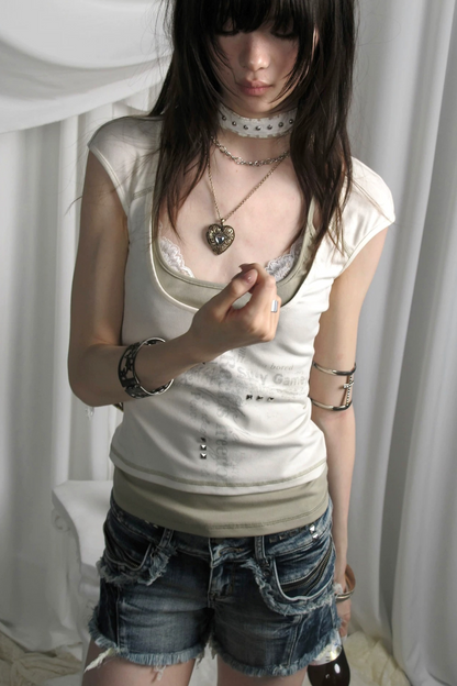 Silver Graffiti Cross T-Shirt