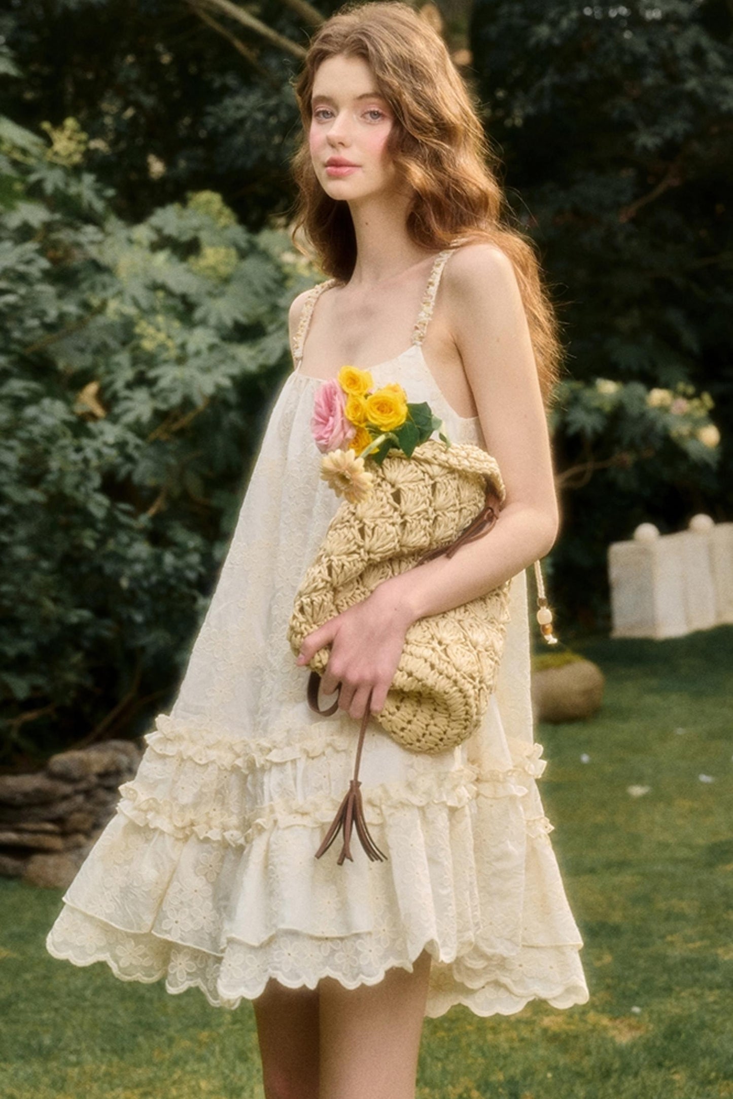 Pleated Lace Halter Maxi Dress