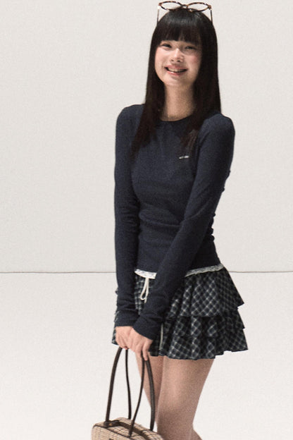 Good Weather Lace Slim Waist Long Sleeve T-Shirt