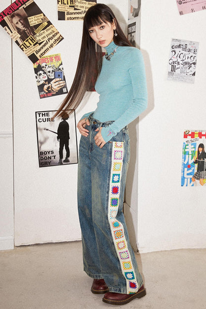 Retro Stitch Wide Jeans