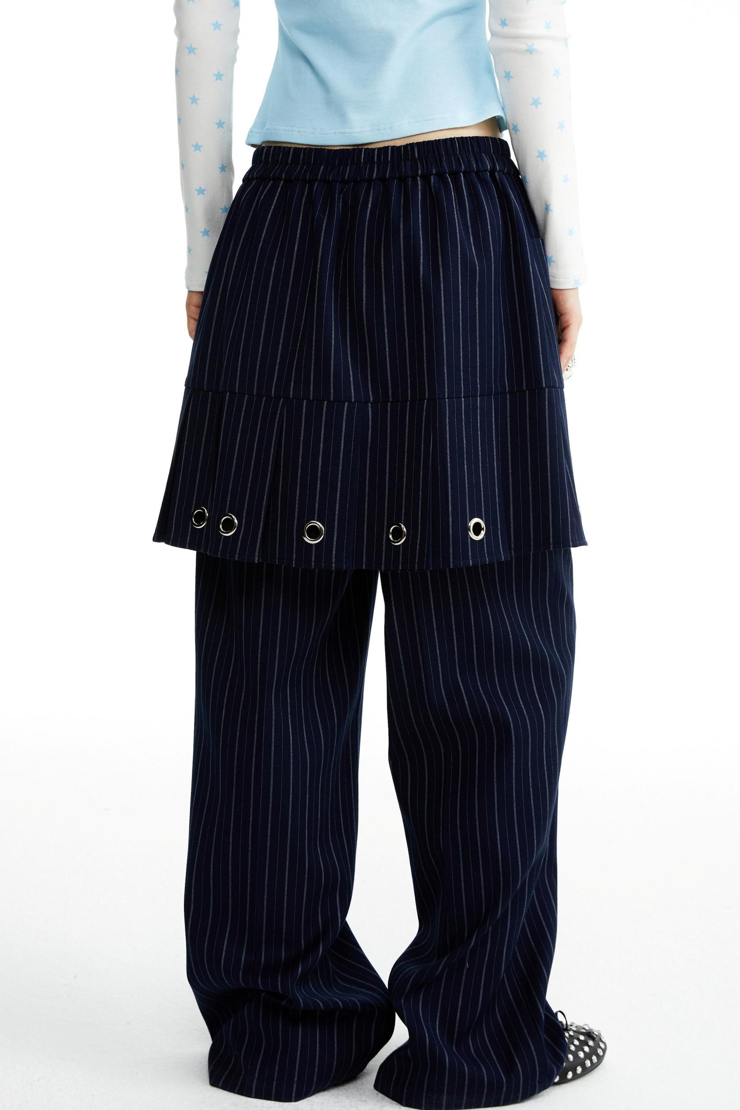 Fake Two-Piece Culottes Straight Pants