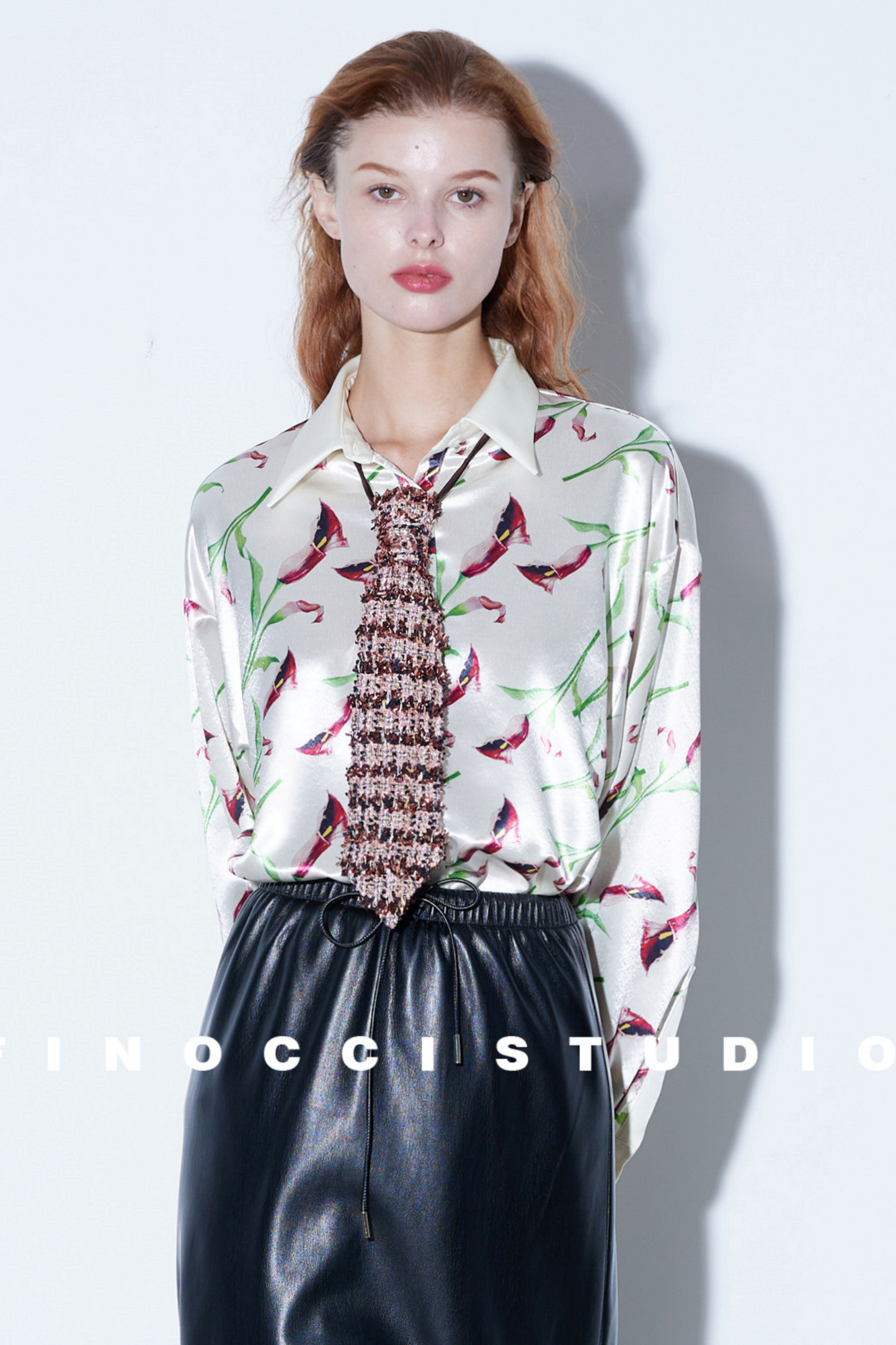 Artistic Calla Lily Satin Blouse